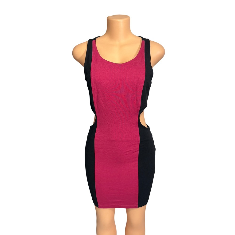 Tart Sleeveless‎ Colorblock Cutout Bodycon Mini Dress Dual Back Zippers Small